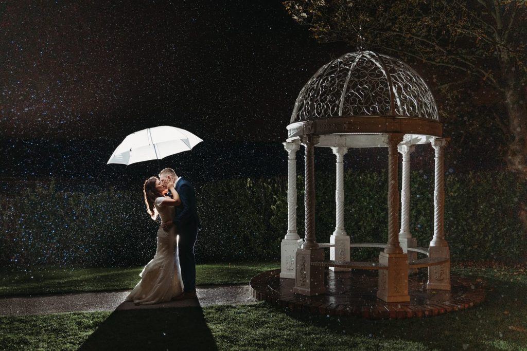 Rainy wedding photo at Nottinghamshire Golf & Country Club