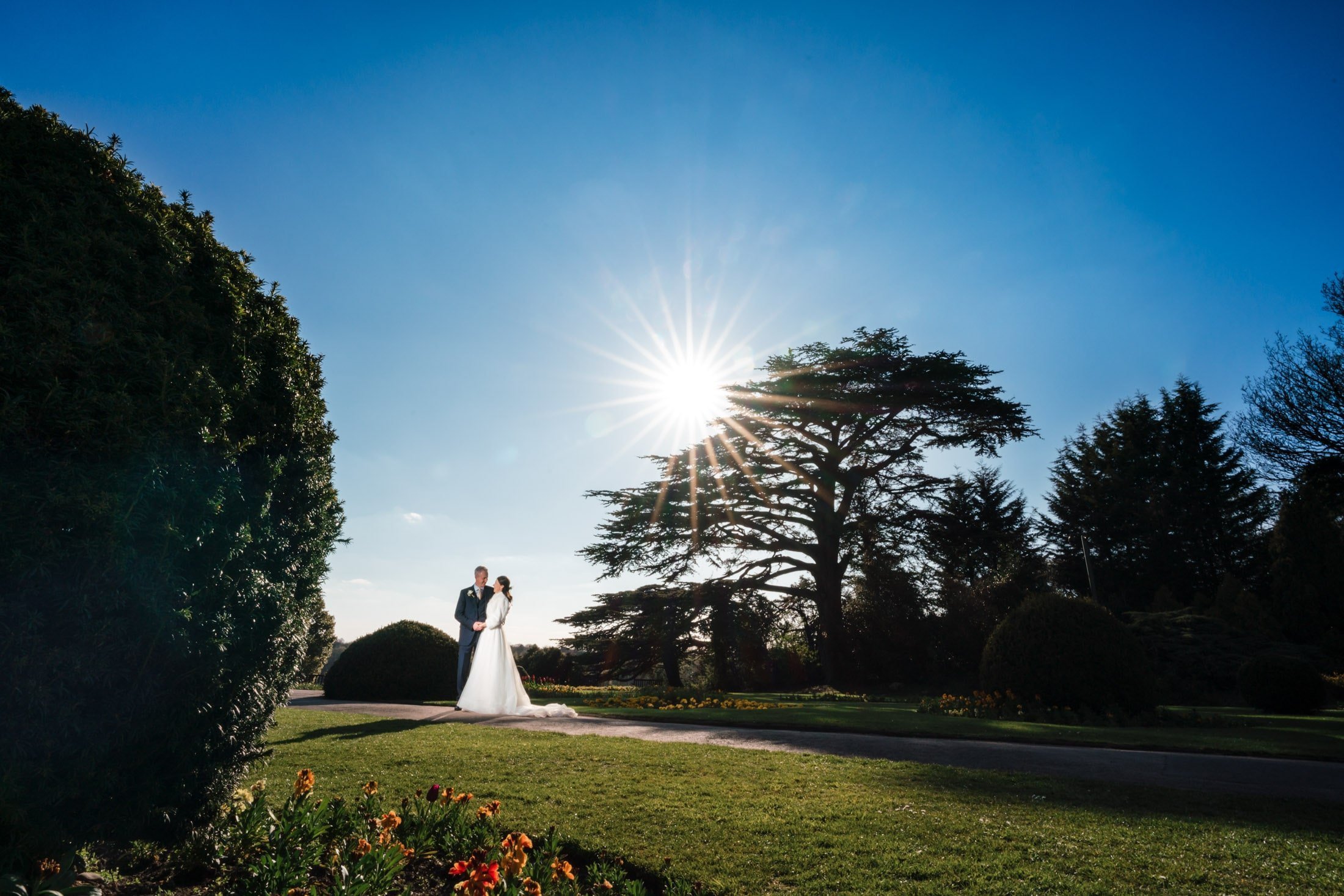 Wedding portrait outside Camellia House at Wollaton Hall in Nottingham