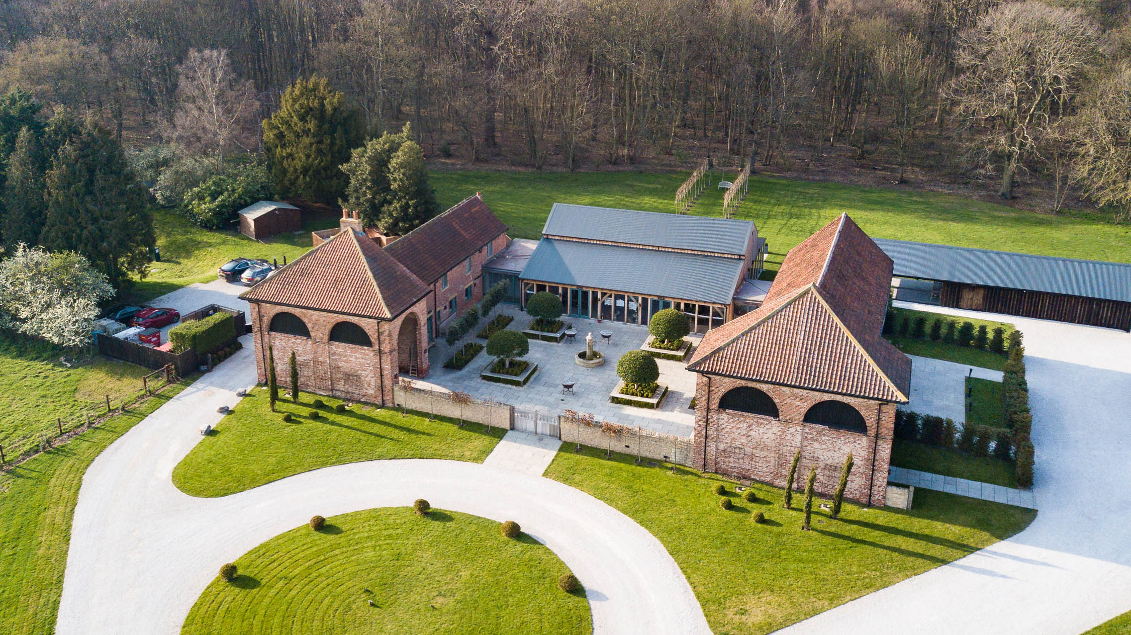 Hazel Gap Barn from the air via drone